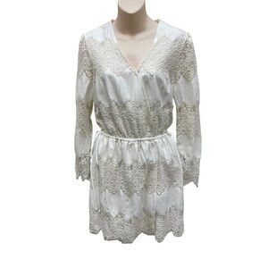 WAYF Ivory Lace Long Sleeve Mini Dress Boho Bridal Shower Size M